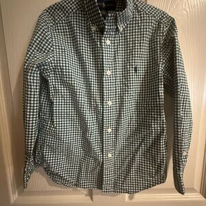 Polo by Ralph Lauren Green Checkered Kids Button Down Shirt